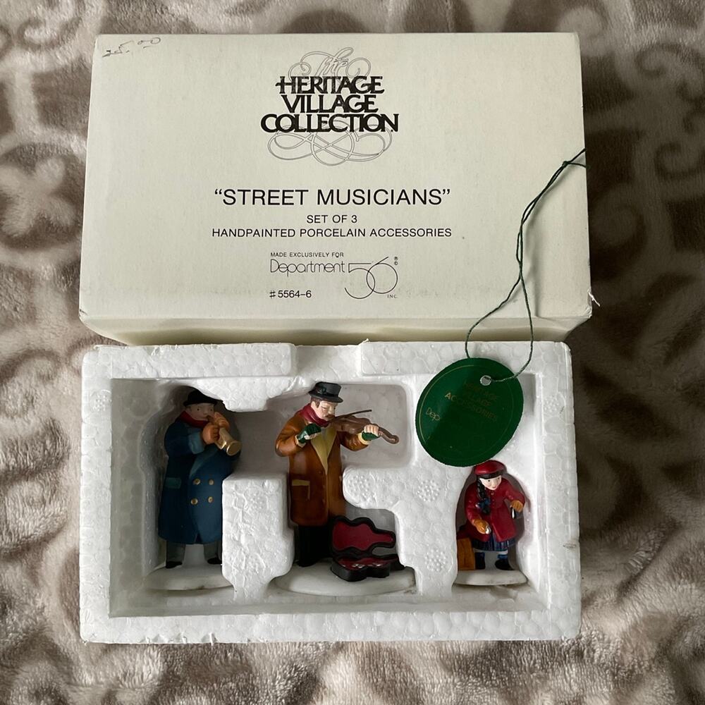 Department 56 Street musicians,‎ three-piece porcelain set heritage village